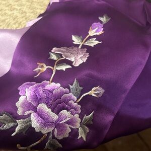 Vibrant Purple Floral Embroidered Scarf